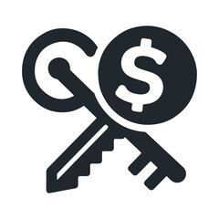 The key with dollar vector icon design isolated on white