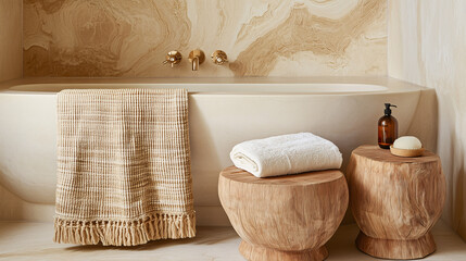 Serene bathroom with a freestanding tub and minimal accessories 