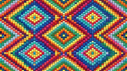 Colorful 8-bit square seamless pattern perfect for digital art, textiles, and graphic design projects. Ideal for adding a playful, retro touch to creative endeavors.