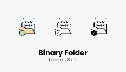 Binary Folder Icons thin line and glyph vector icon stock illustration