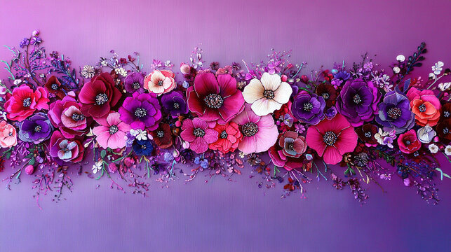  A photo of a bouquet of flowers against a dark purple backdrop, featuring space for text below to add a personalized name