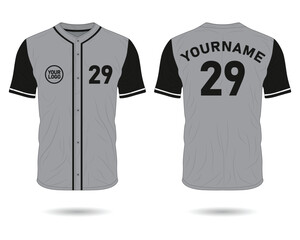 Black and grey baseball uniform mockup front and back view