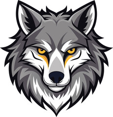 Fototapeta premium Gray Wolf Head with Yellow Eyes Illustration