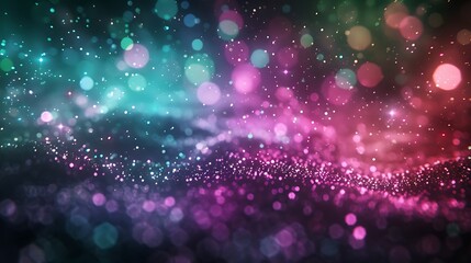 Vibrant Bokeh Lights and Glittering Particles in Abstract Scenes of Blue and Colorful Designs