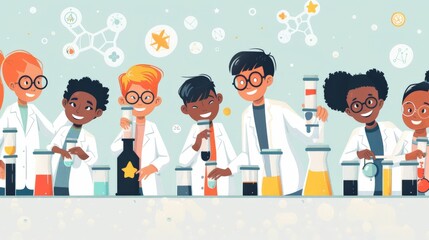 A group of students participating in a school science fair