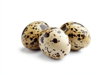 Obraz premium Isolated quail eggs diet friendly healthy breakfast natural nutrition salad ingredient on white backdrop