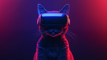 A cat in a virtual reality headset