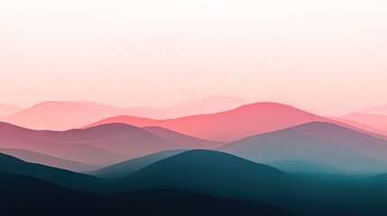 Obraz premium A stunning image captures the majestic beauty of a distant mountain range against a backdrop of vibrant pink and blue skies in both the foreground and background