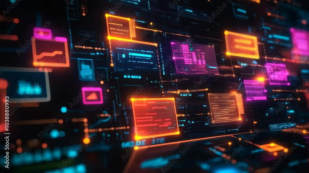 Poster seamless ai-powered integrated project planning and execution visualized with high-tech interfaces