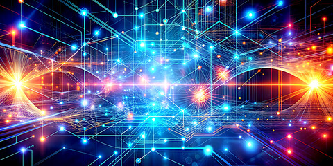 Obraz premium Abstract digital background. Can be used for technological processes, neural networks and AI, digital storages, sound and graphic forms, science, education, etc.