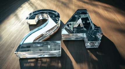 Bold Number 24 on Vibrant Colorful Background