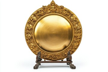 Fototapeta premium Large antique Thai golden gong on a white background