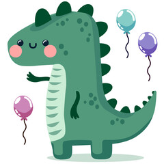 Obraz premium Fun dinosaur themed number one for kids birthday celebration, perfect for dinosaur lovers, cute colorful vector design ideal for birthday invitations, party decor, festive supplies, joyful moments
