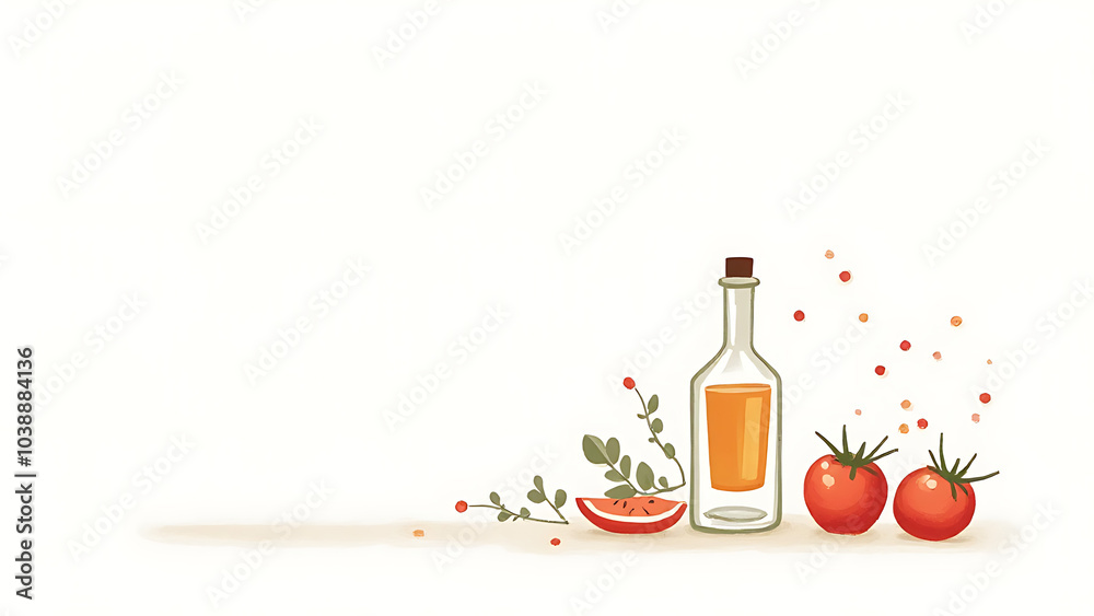 Aufkleber Simple vector illustration combines modern design with traditional elements and aesthetics on a clean white background with ample copy space.