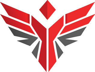 Abstract Red and Gray Winged Logo Design