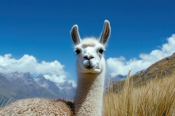 Fototapeta premium Llamas in Peru s Andes