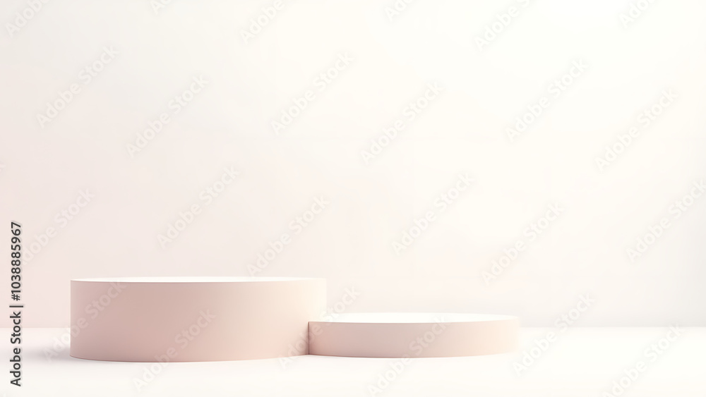 Poster soft pastel colors on a white background create a minimalist yet elegant podium design for an illust