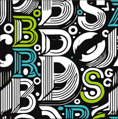 Unique, bold & vibrant seamless typography pattern