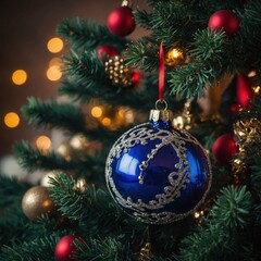 Fototapeta premium Colorful ornaments spread holiday cheer