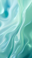 Obraz premium A closeup abstract background image featuring flowing, swirling, wavy, and smooth teal and white liquid shapes.