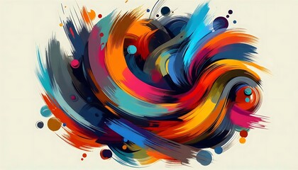 Bold abstract brush strokes forming chaotic yet balanced design in vibrant colors,generative ai
