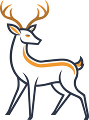 Elegant Line Art Deer Logo Design Illustration