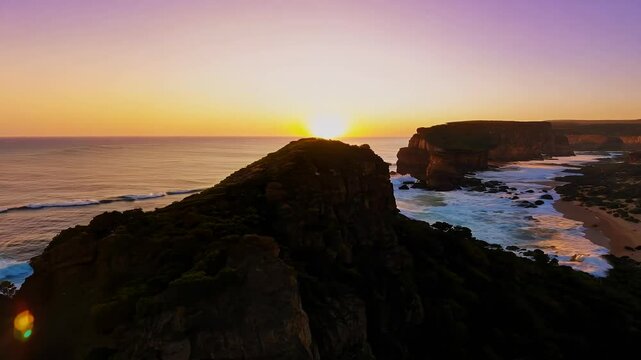 picturesque 4K sunset footage capturing Rosetta Bluff Petrel Cove lookout Victor Harbor located  