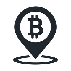 Bitcoin location pin vector icon design