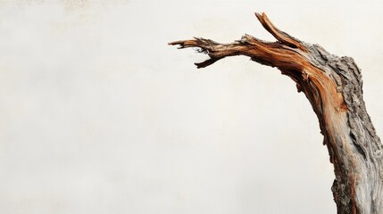 A broken tree trunk rises against a gray sky following a powerful windstorm