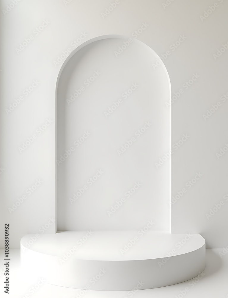 Aufkleber View of a simple white podium from above makes a beautiful backdrop for cosmetic products display