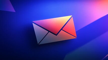 A modern, sleek design of an email icon with vibrant colors and dynamic lighting effects. A blue and red envelope with a white lettering. Advanced communication technology, computer online messages.