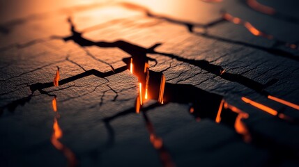 A glowing fault line erupts as the Earths inner layers reveal their power and energy