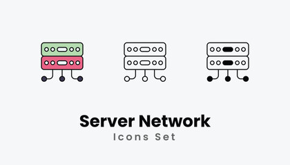 Server Network Icons thin line and glyph vector icon stock illustration