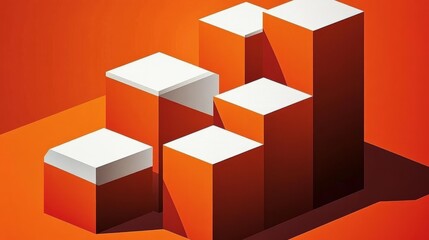 Abstract orange and white geometric shapes.