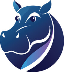 Obraz premium Blue Hippopotamus Head Graphic Design Illustration