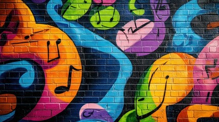 Fototapeta premium Colorful Music Graffiti Wall
