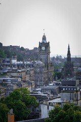 Edinburgh cityscape with Balmoral Hotel clock tower.