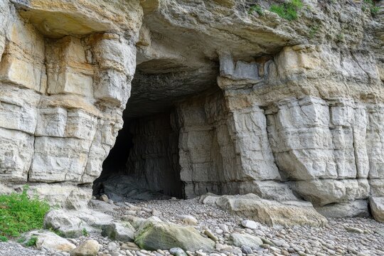 Shell limestone cave and cliff