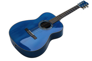 Obraz premium Blue acoustic guitar isolated on transparent background, png file, no background png file