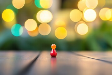 Small toy on table with indistinct background