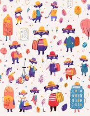 Fototapeta premium Flowers - Doodle Style Set