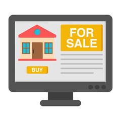 Conceptual flat design icon of home for sale

