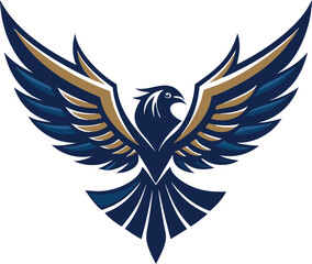 Obraz premium Blue and Gold Eagle Logo Design Concept