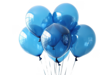 Blue balloon ribbon isolated on transparent background, png file, no background png file