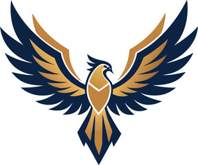 Golden Eagle Wings Spread in Flight Logo
