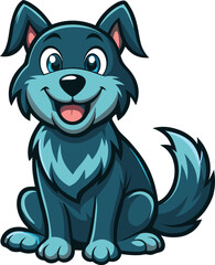 Fototapeta premium Cute Cartoon Blue Dog Sitting Happy