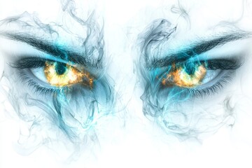 Fototapeta premium Captivating Gaze: An Intriguing Fusion of Fire and Ice Captured in a Mesmerizing Artful Eye Representation