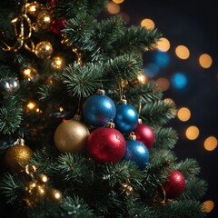 Fototapeta premium Colorful toys fill the air with holiday cheer