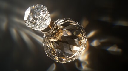 Opulent Elegance - Luxury Perfume Bottle Mockup with Crystal Stopper in Dramatic Overhead Shot