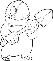 Mole Miner Shovel Mining Animal Vector Graphic Art Illustration
